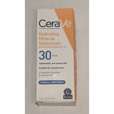 Cerave Hydrating Mineral Sunscreen SPF 30 Face Lightweight Ceramides 3 Pack