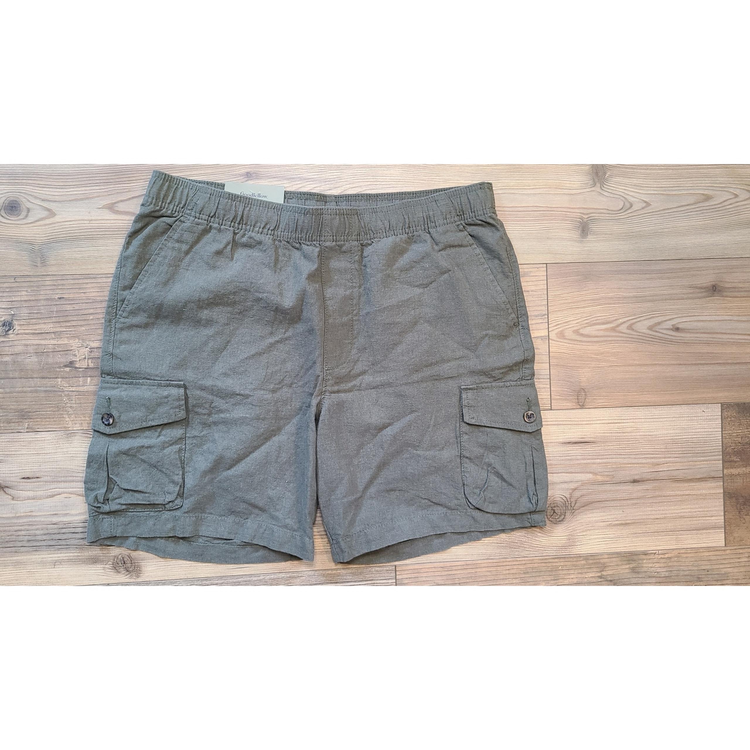 Goodfellow & Co Everyday Cargo Shorts Mens M Army Green Linen 7" Inseam NWT