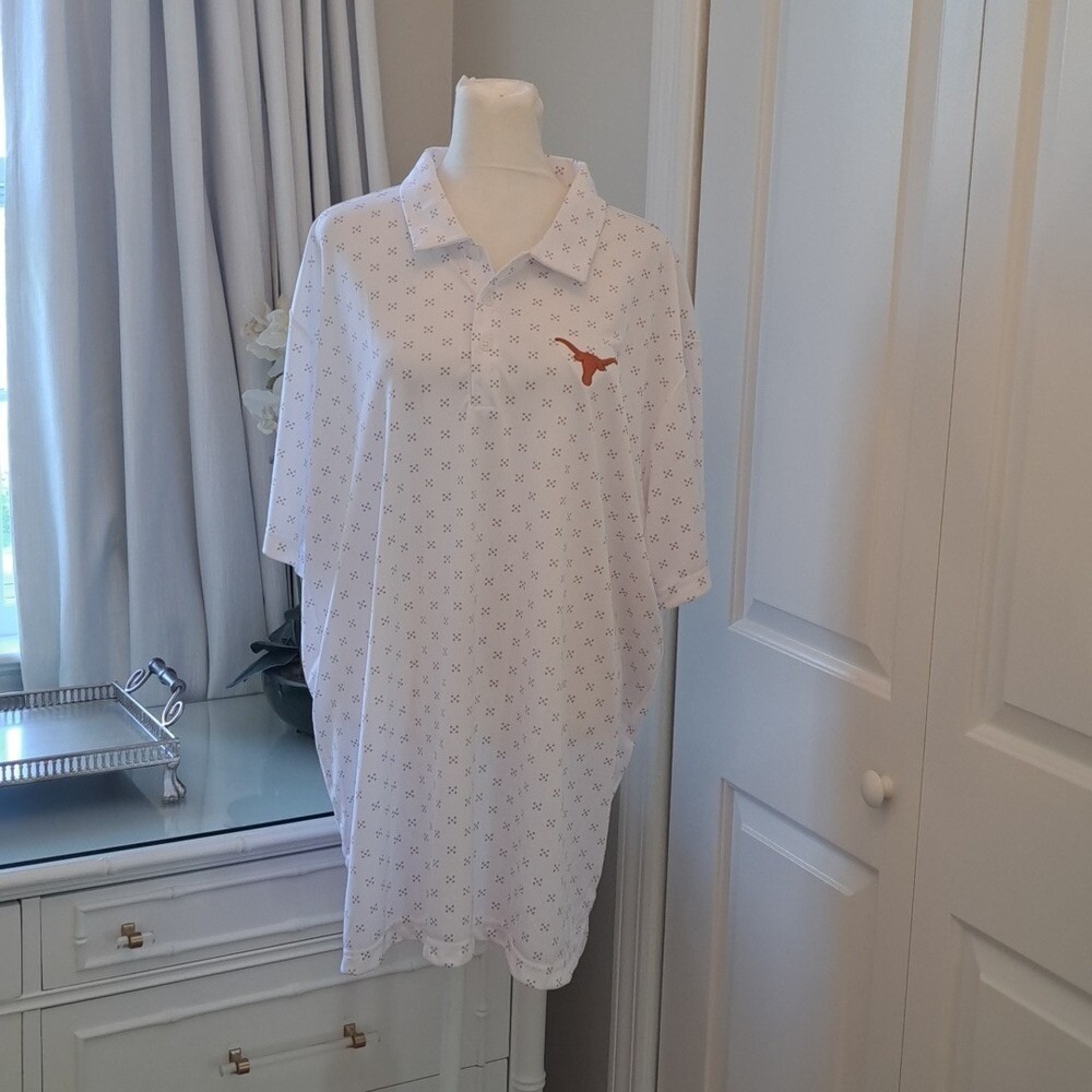 NWOT Antigua Men's University of Texas Longhorns Golf Polo Shirt Dot Print XXL