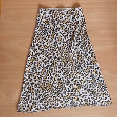 Babaton leopard print slip on midi skirt size 4 animal slinky aline lightweight