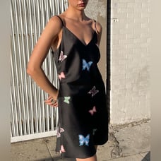 Lisa Says Gah Nev Slip Mini Dress in Mariposa Butterfly Print Size XL