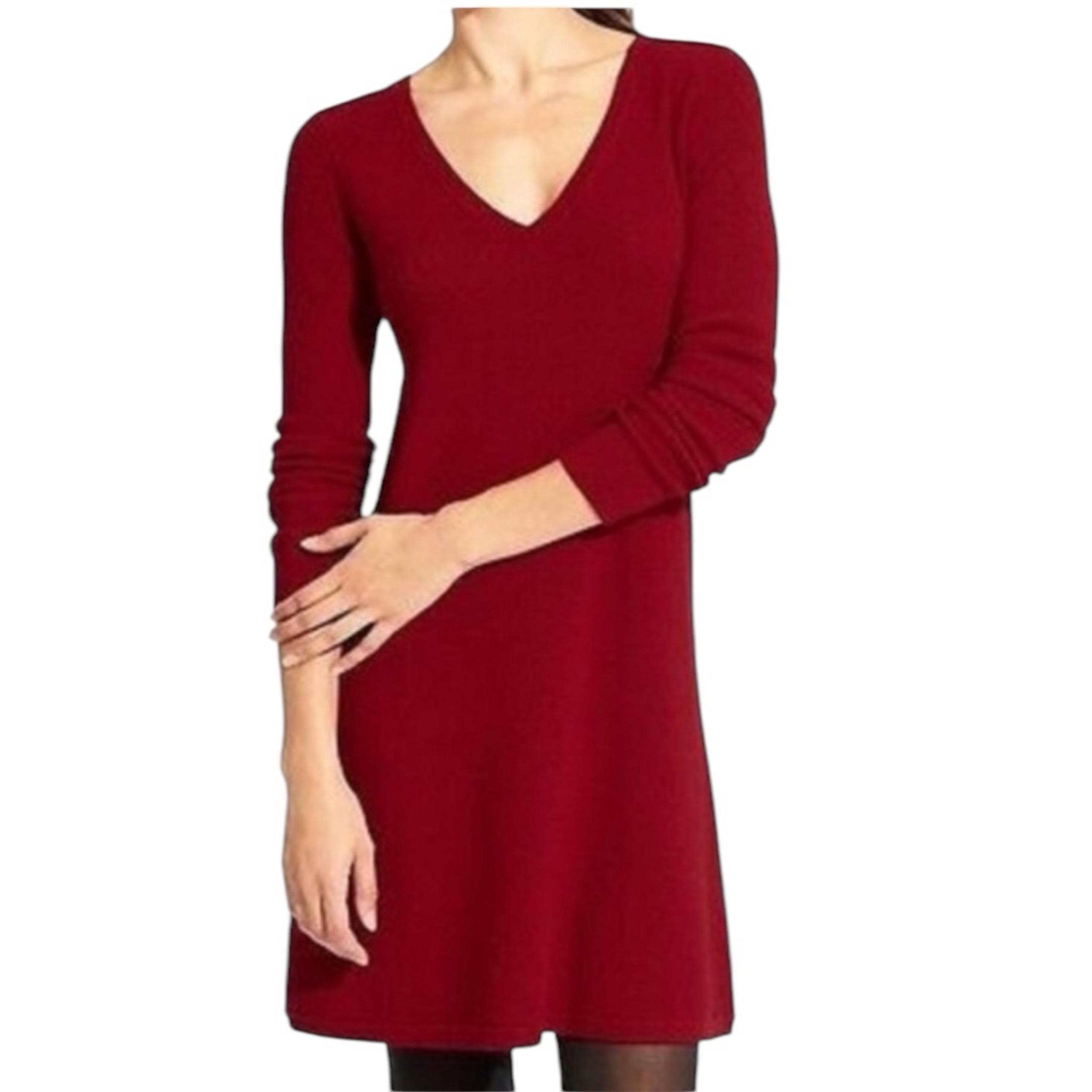 Athleta Red V Neck Sweater Dress XS