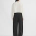 Aritzia Babaton Glory Cropped Merino Wool Sweater Cable Knit Oversized Crew Sz S