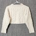 Aritzia Babaton Glory Cropped Merino Wool Sweater Cable Knit Oversized Crew Sz S