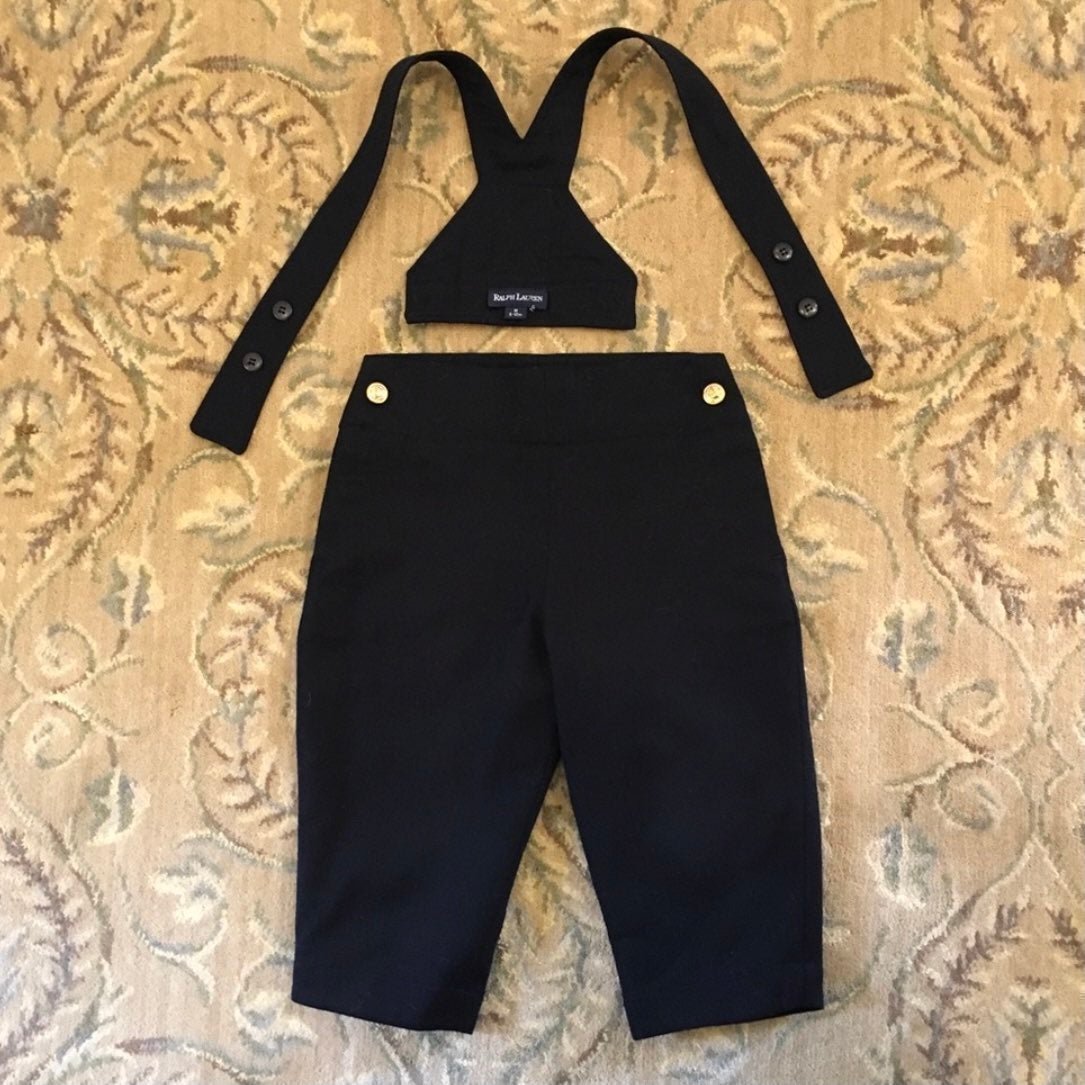 Ralph Lauren dark navy blue wool Trousers with Suspenders