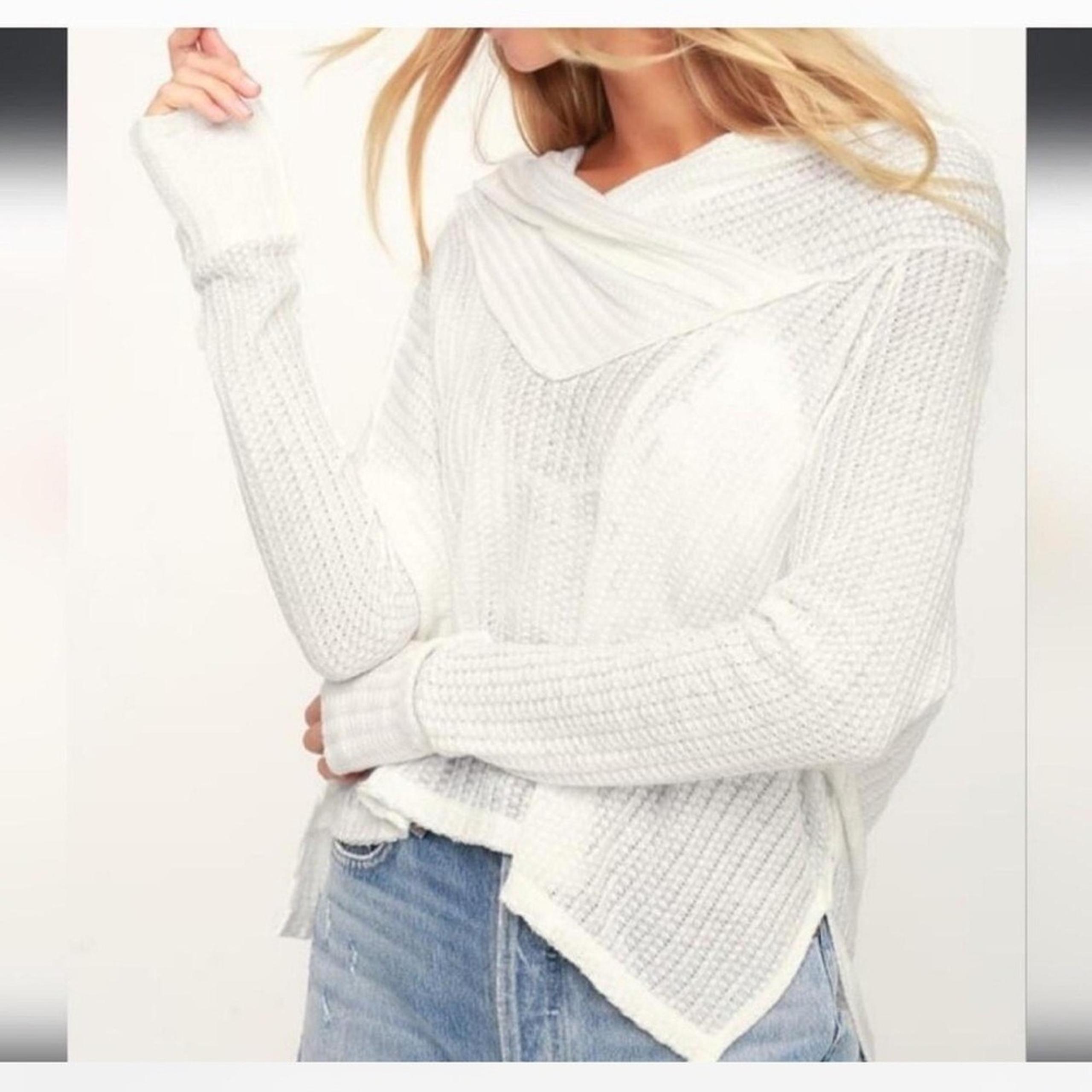 Free People We the Free Womens Wildcat Thermal Top Size Small Ivory Knit Beachy