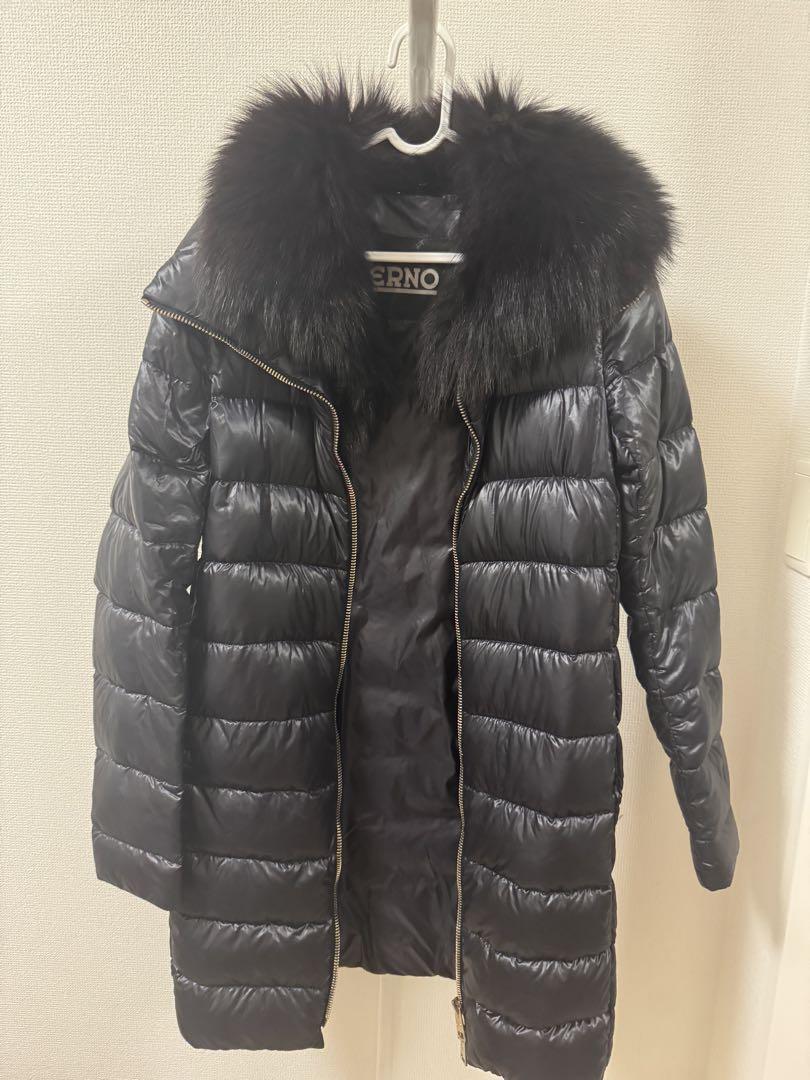 Herno Black Down Jacket with Removable Fur