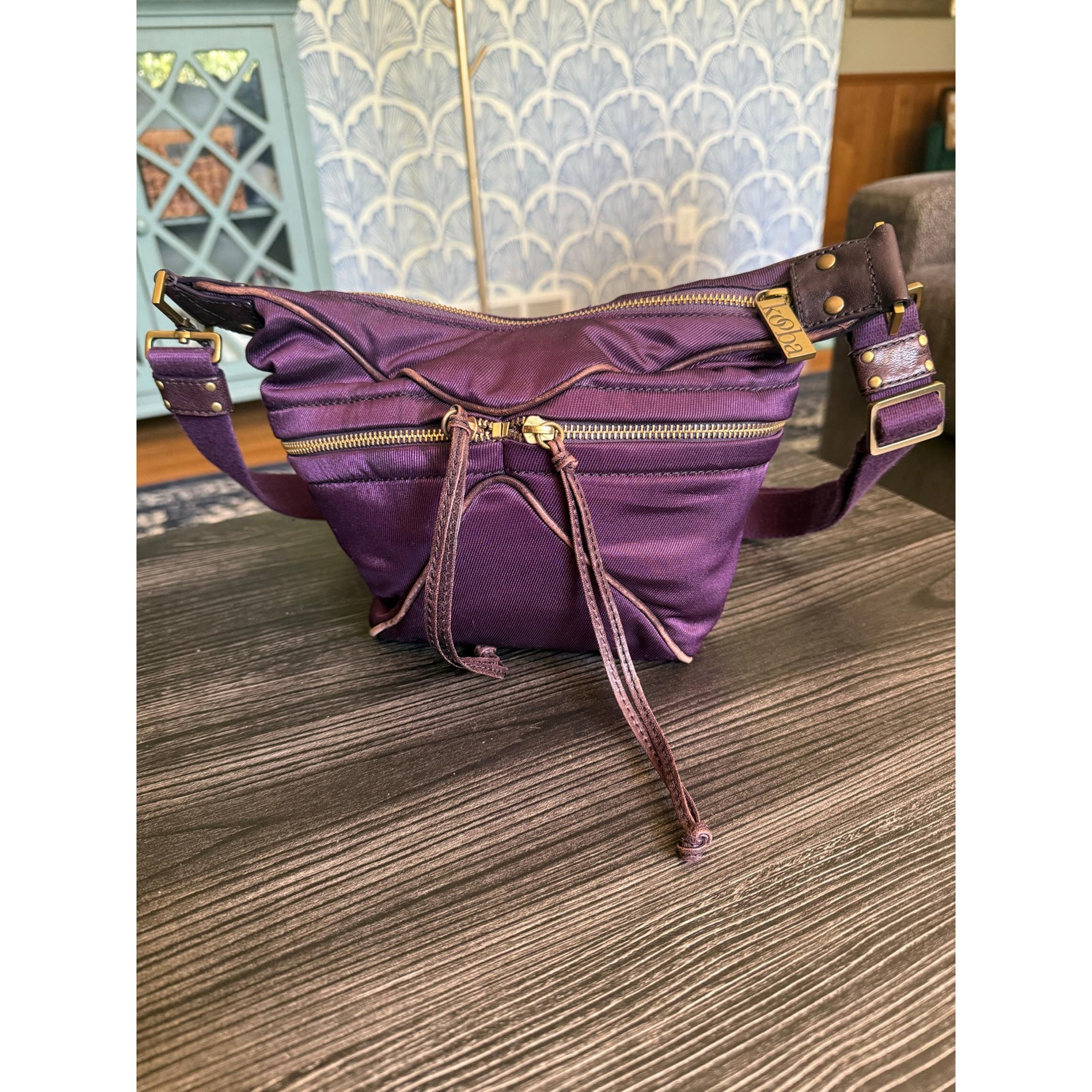 Kooba Nylon Purple Multi-Zipper Shoulder Casual Handbag