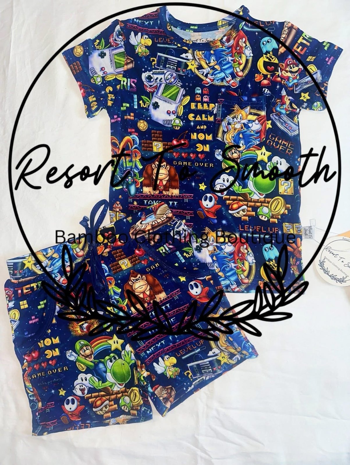 Gamers level up mash up short pocket tee with daywear shorts