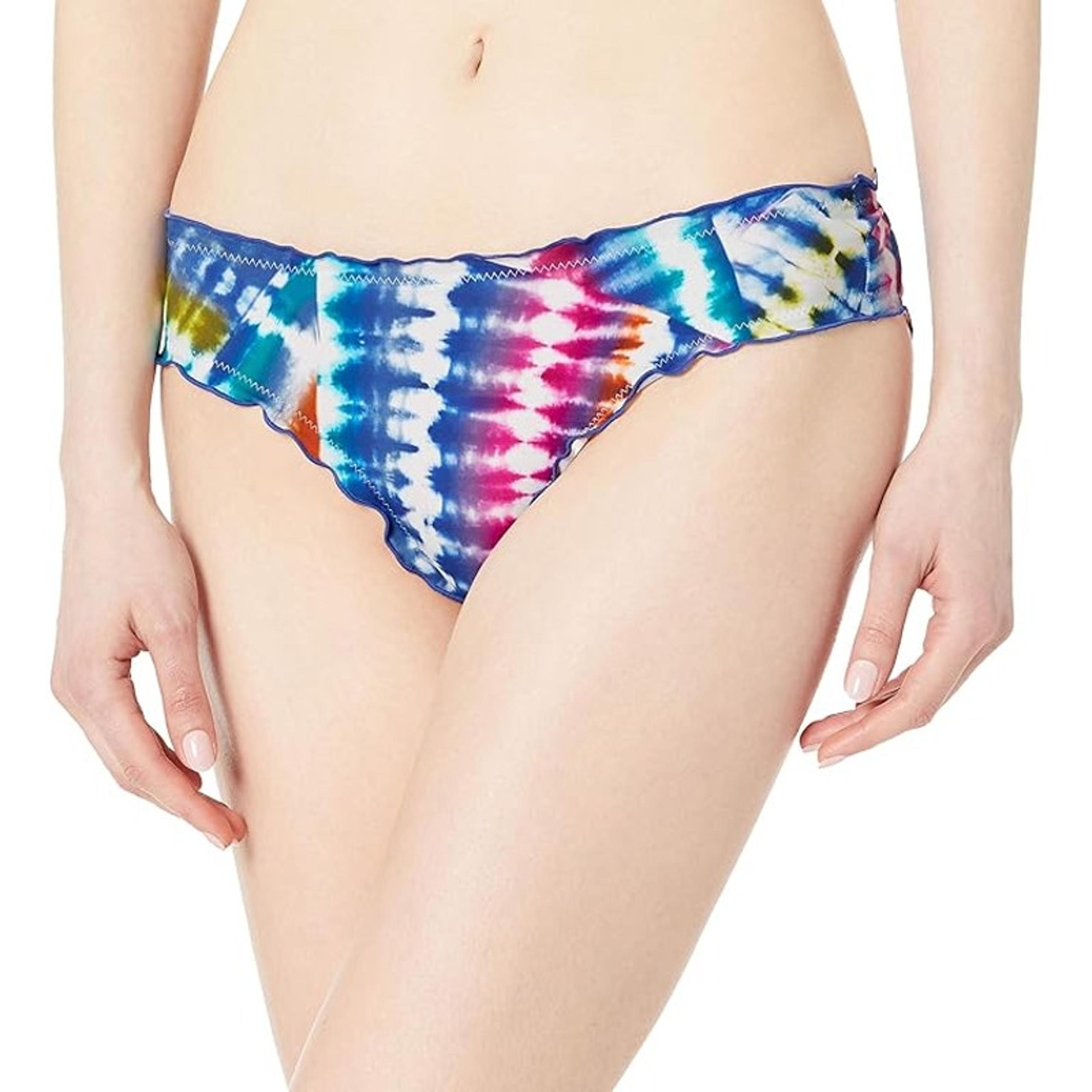 Hobie Womens Hi Leg Lettuce Edge Scoop Bikini Swimsuit Bottom Tie Dye Sz Sml NWT