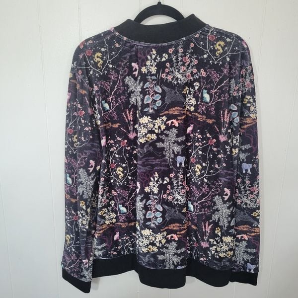 Coco + shops Carmen Womens Size XXL Dark Floral Velvet/ Velour Full Zip Jacket