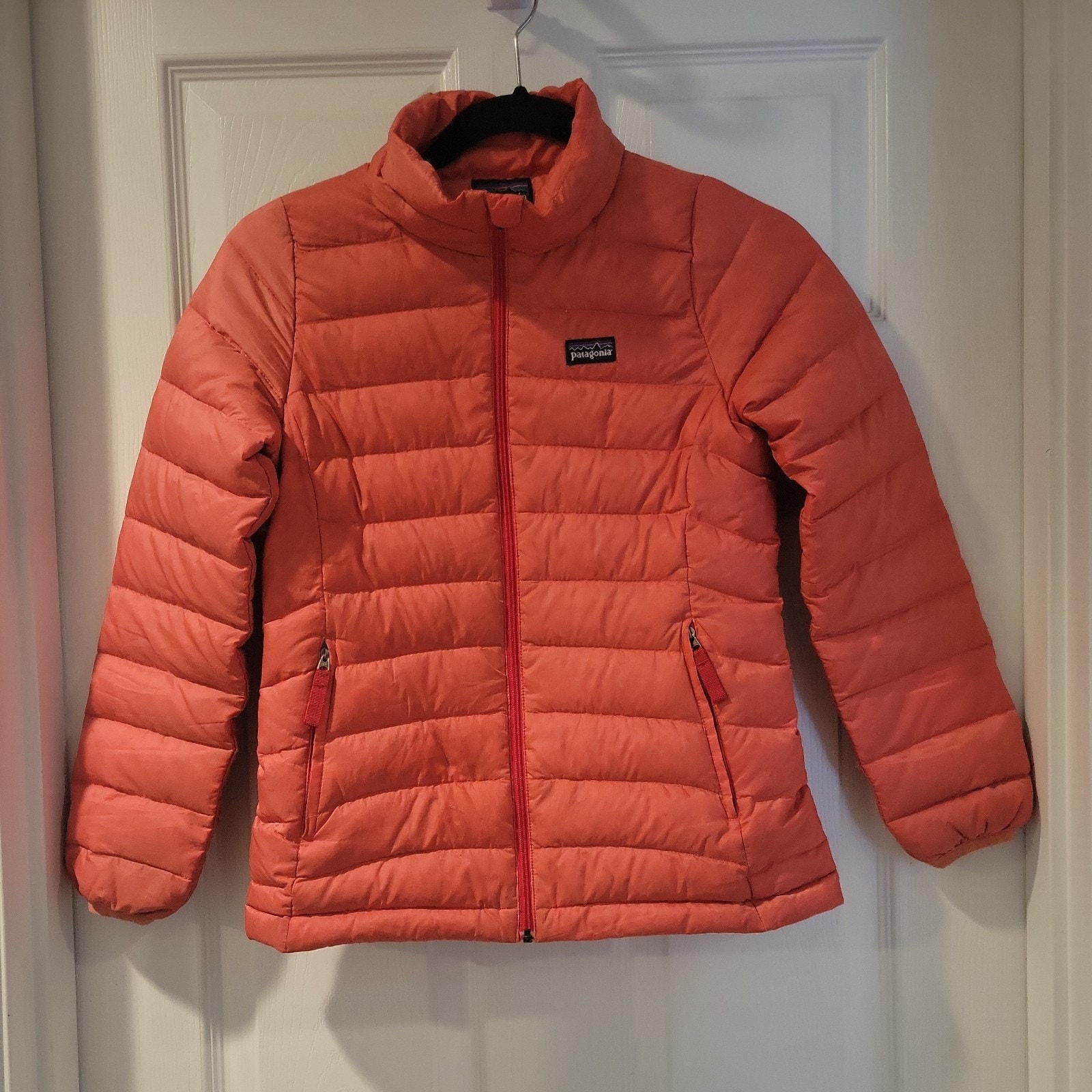 Patagonia Girls Sz Medium Down Jacket Coral Pink Common Threads Initiative