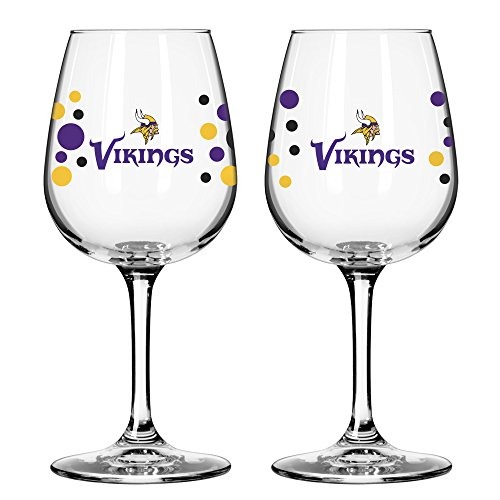 Minnesota Vikings Pokadot Wine Glass 12 Oz. 2 Pack