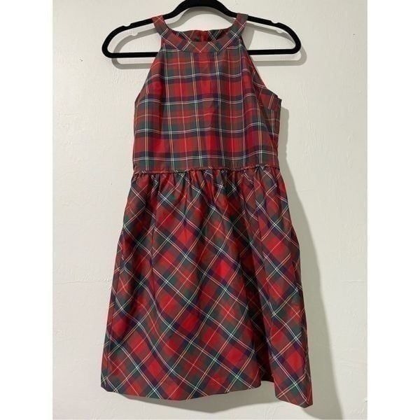 Vineyard Vines tartan Plaid Girl dress sleeveless red and green 14