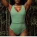 Buffbunny Swim NWT That's a Wrap One Piece - Palm Tree Green - Small