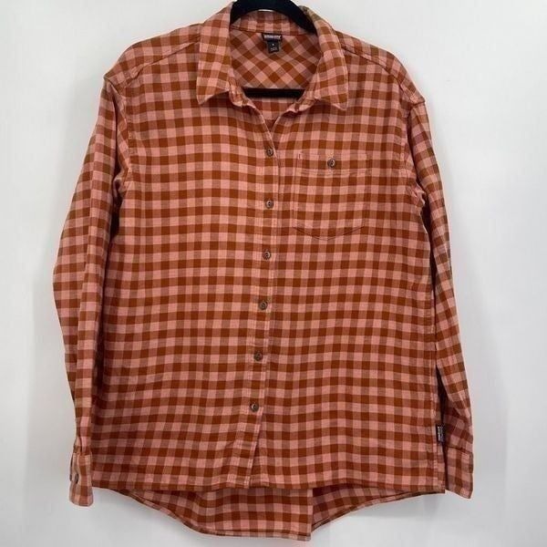 Patagonia Button-Up Long Sleeve Checker Collared Organic Cotton Red Shirt Sz S