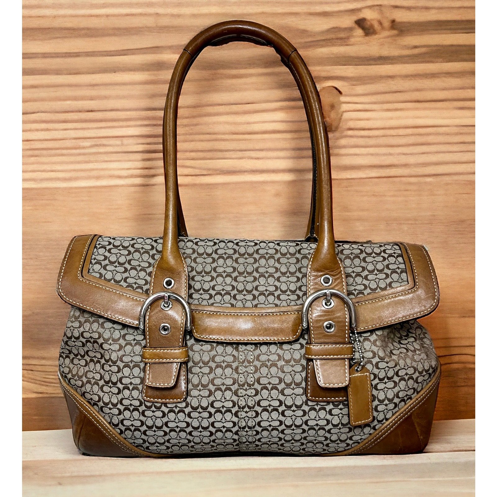 Vintage Coach 7080 Soho Mini Signature Khaki Jacquard Satchel Bag