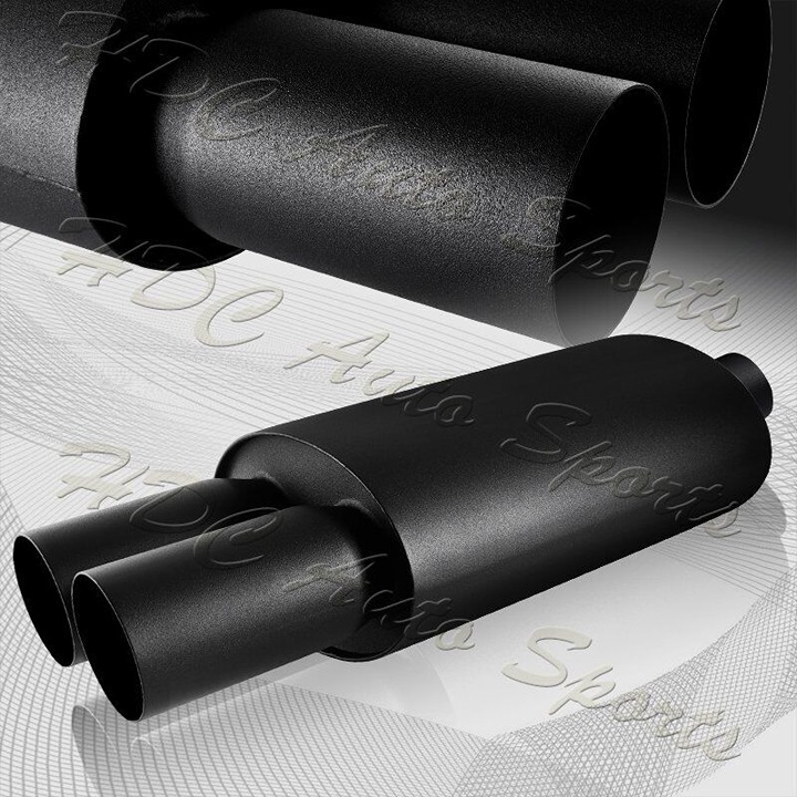 Universal 3 Dual Tip Black Stainless Steel Weld On Exhaust Muffler 3.0 Inlet