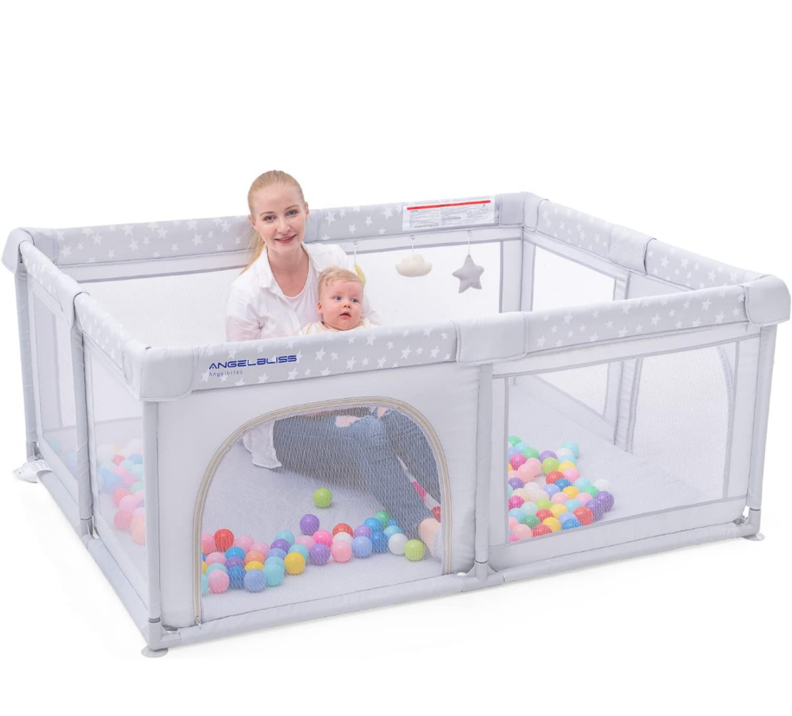 ANGELBLISS Baby Playpen, Extra Large Playpen, Indoor Outdoor Kids Activity Cente
