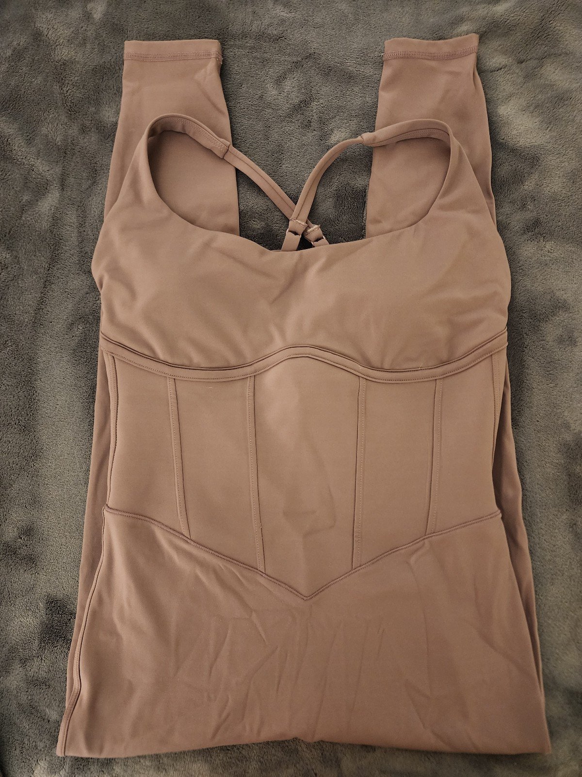 Buffbunny Corset Bodysuit - Large in Mocha Berry