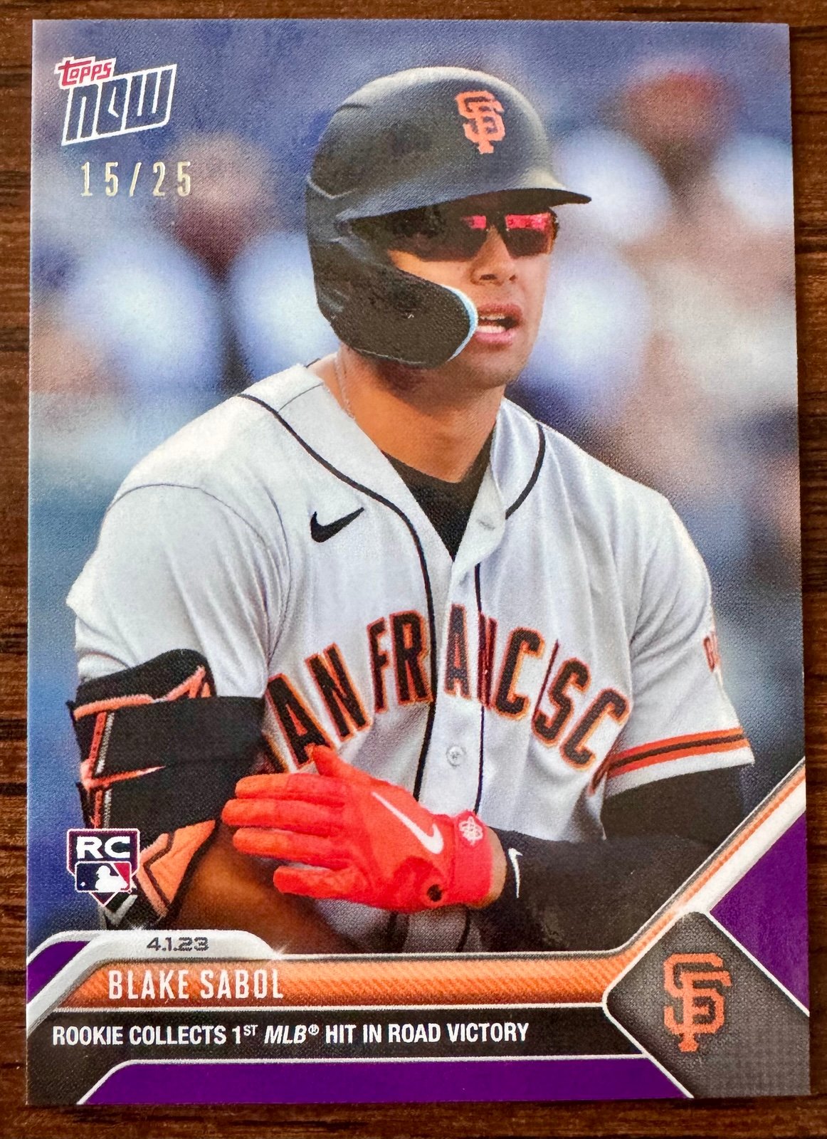 2023 Topps Now Blake Sabol San Francisco Giants #21 Purple 15/25 RC