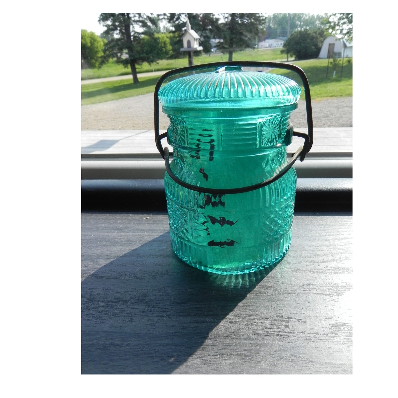 Vintage Ball made Pt Rb 178-5 Turquoise vintage cut glass