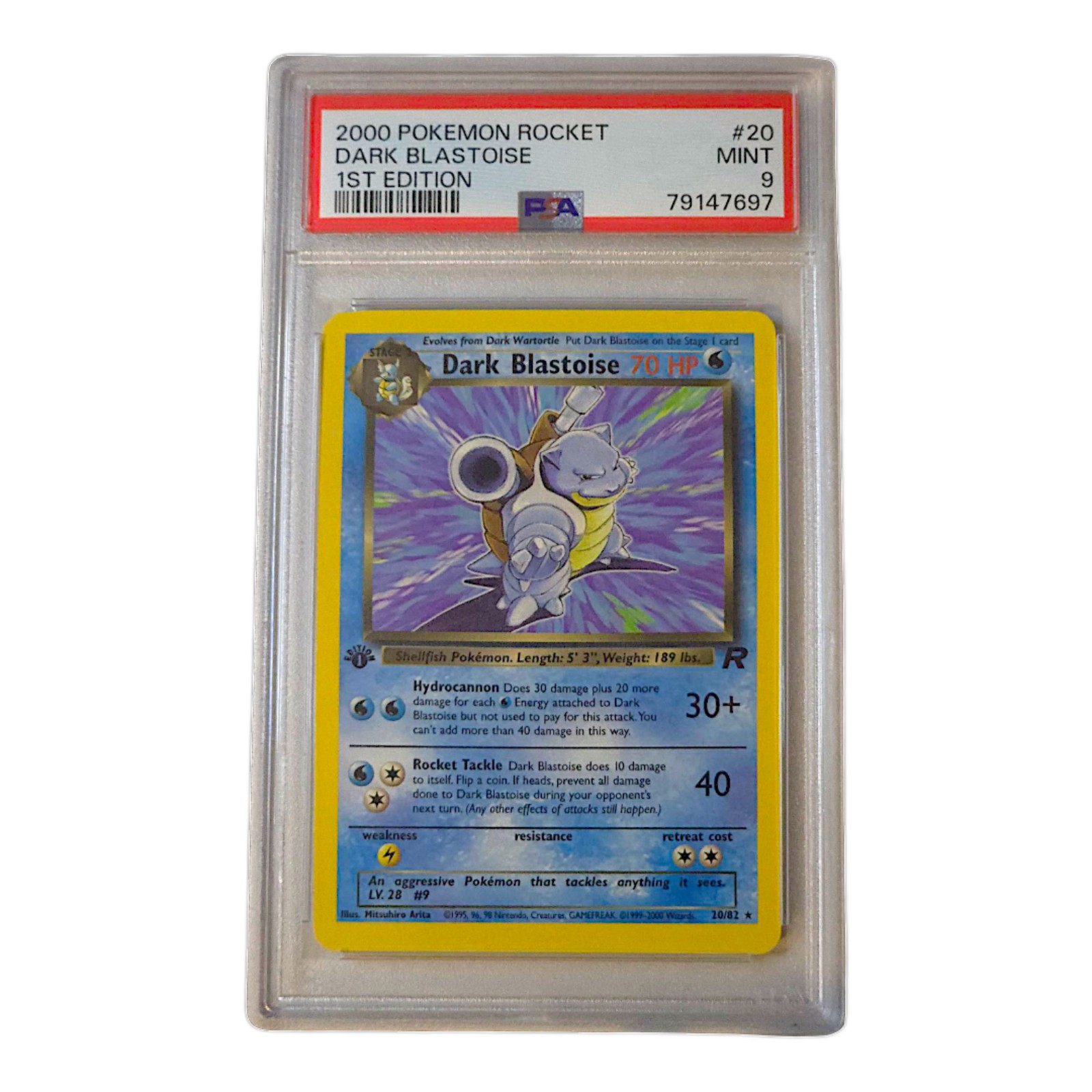 Team Rocket 1st Edition Blastoise PSA 9 Graded Pokemon Card