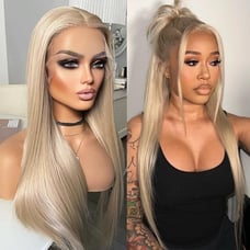 Human hair blended lace front wigs