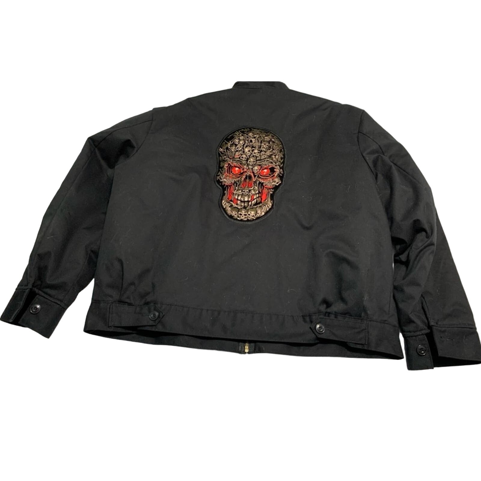 MENS DICKIES CUSTOM SKULL EMBROIDERED BLACK JACKET MOTORCYCLE SIZE XXL CLEAN