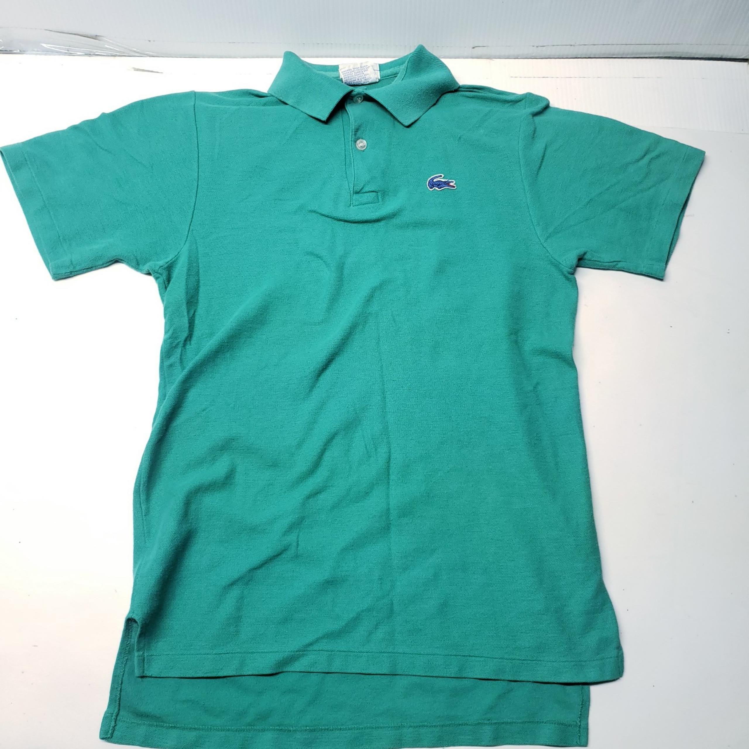 Vintage Izod Lacoste Short Sleeve Green Teal Polo Shirt Boys Sz20 Blue Alligator