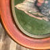 Vintage Victorian Small Oval Deep Cherry Convex Bubble Frame Pop Up Girl Art