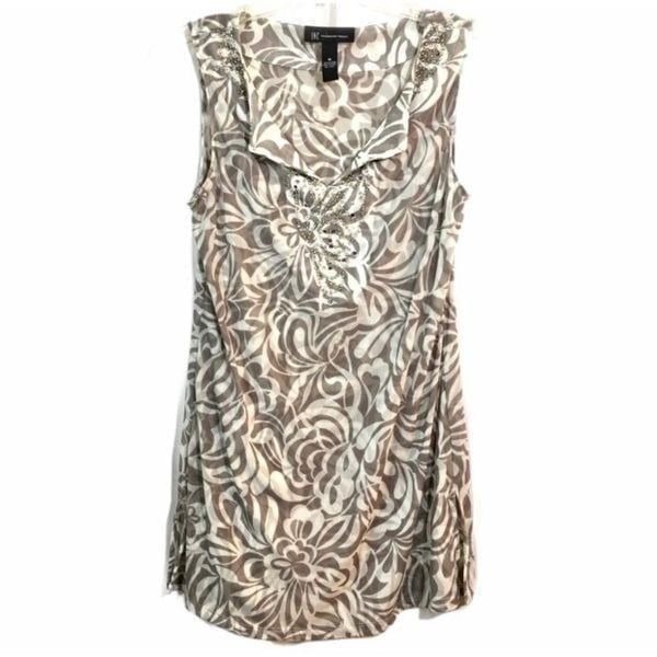 INC International Concepts Embellished Sheer Nylon Tunic Top Size Medium