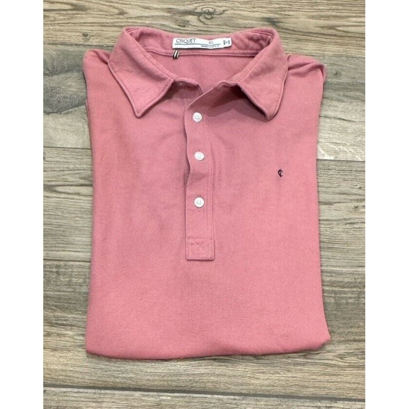Criquet Polo Shirt Mens XL Extra Large Pink Short Sleeve Pique Pima Cotton