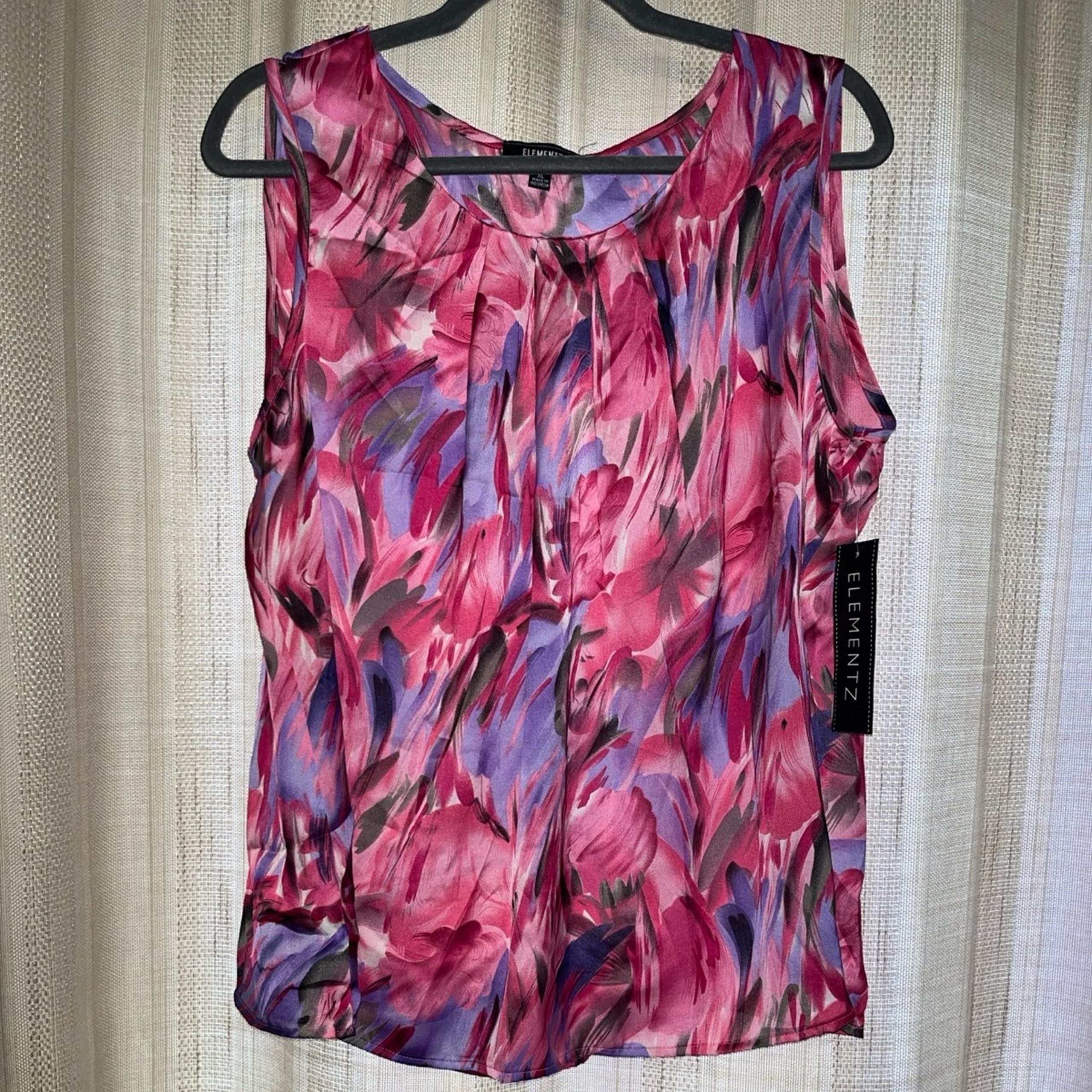 Womens Elementz Pink/Purple Sleeveless Blouse NWT Size XL