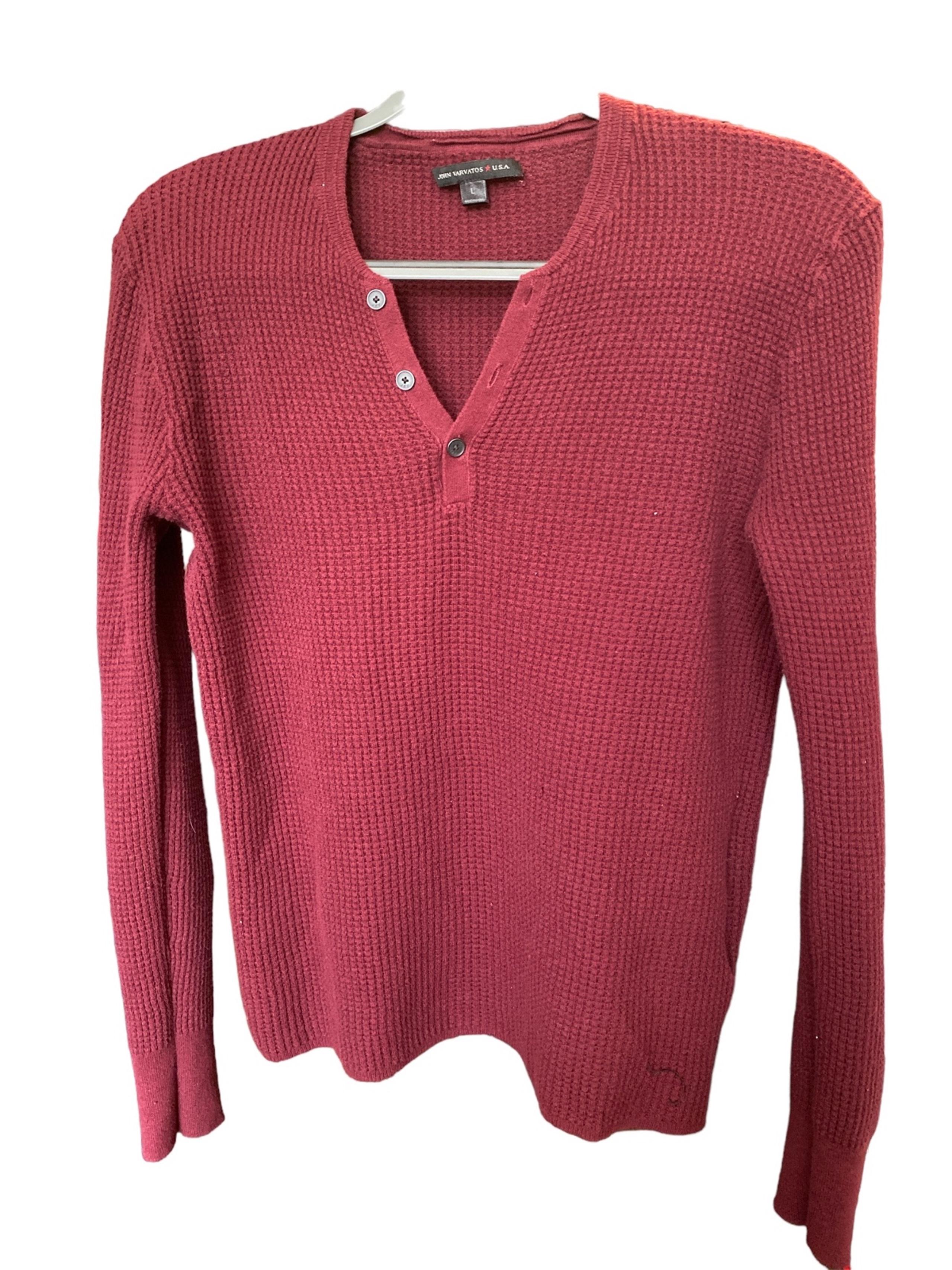 John Varvatos designer Red men’s Henley sweater