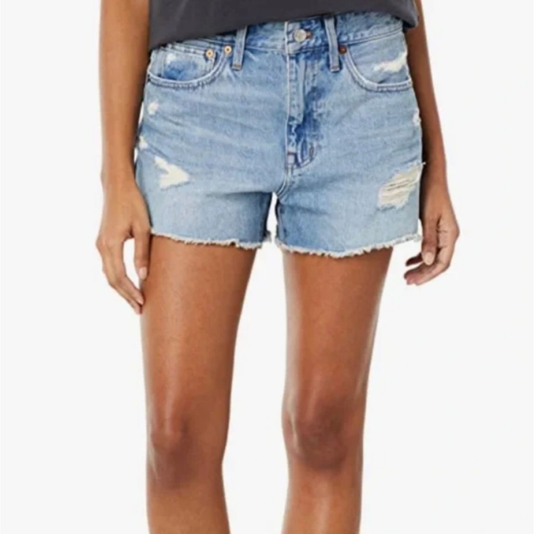 Madewell Women's ND697 Size 26 Blue Relaxed Denim Shorts Destructed Edition NWT