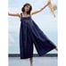 NEW Oversized Cotton Sleeveless Cotton Jumpsuit Adjustable Straps L Navy Blue