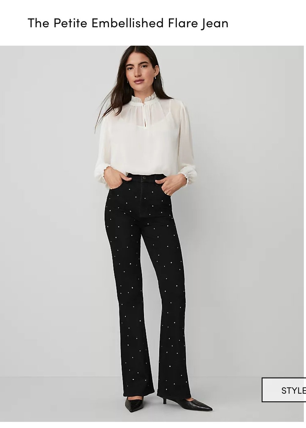 Black Embellished Flare Jean