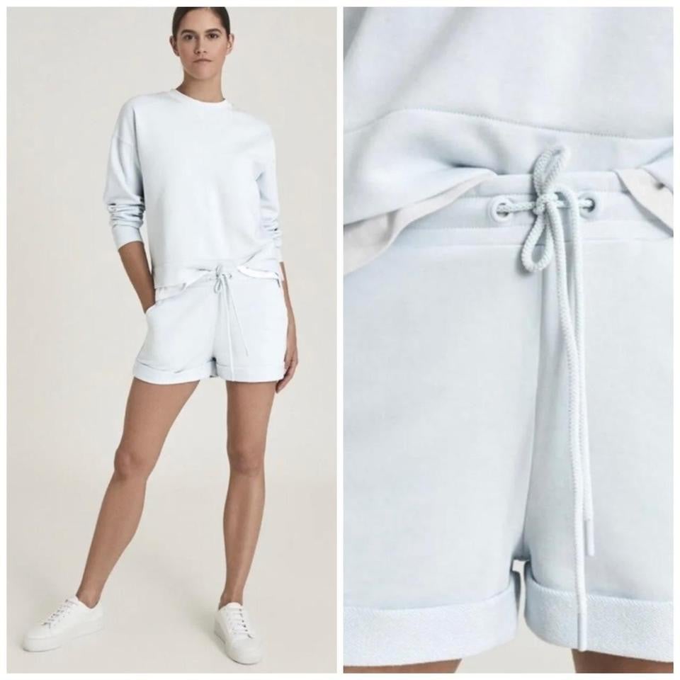 Pale Blue Reiss Annie Jersey Powder Blue Lounge Drawstring Elastic Waist Shorts
