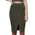 129 GOOD AMERICAN Sage Green Ribbed Stretchy Straight Pencil Midi Skirt 2 XS