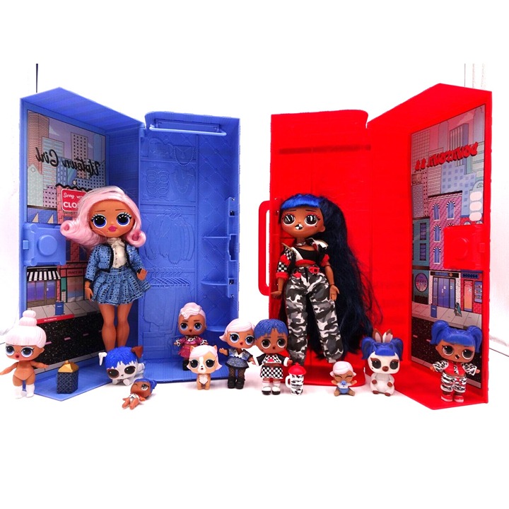LOL Surprise! OMG BB Uptown Family Set With Locker and OMG BB Downtown Family