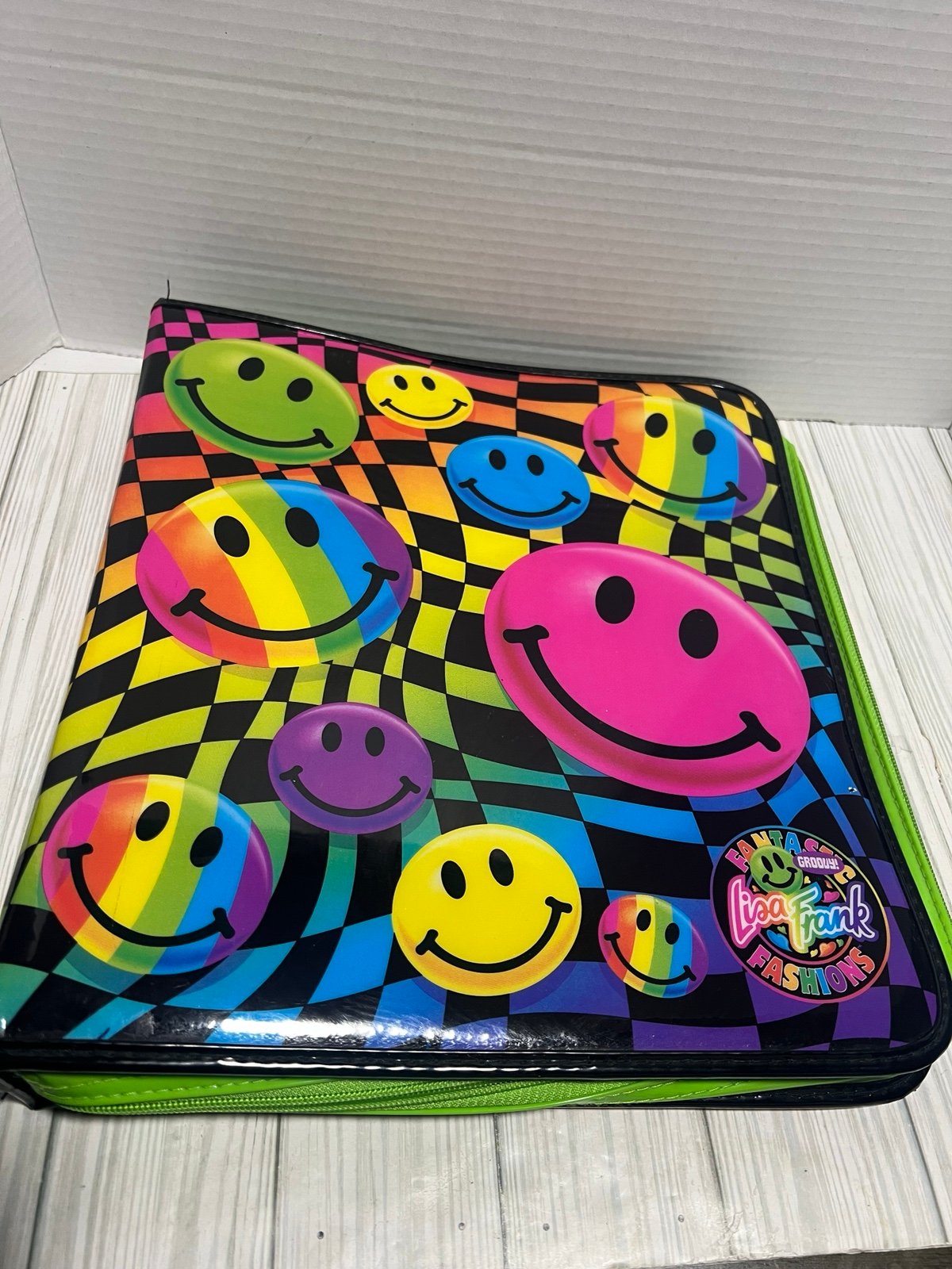 Rare Vintage 1990s Lisa Frank Smiley Face Rainbow Trapper Keeper Binder