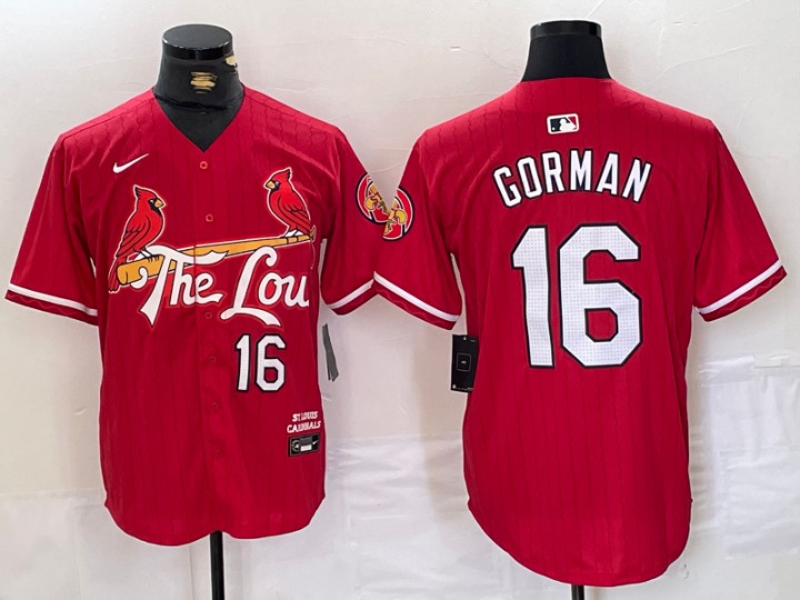 Men's St. Louis Cardinals #16 Nolan Gorman- 2024 City Connect Limited Player