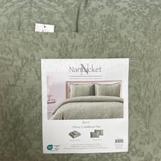 Nantucket Jacquard Green Stone Washed Cotton Queen Comforter Set 90”x90”