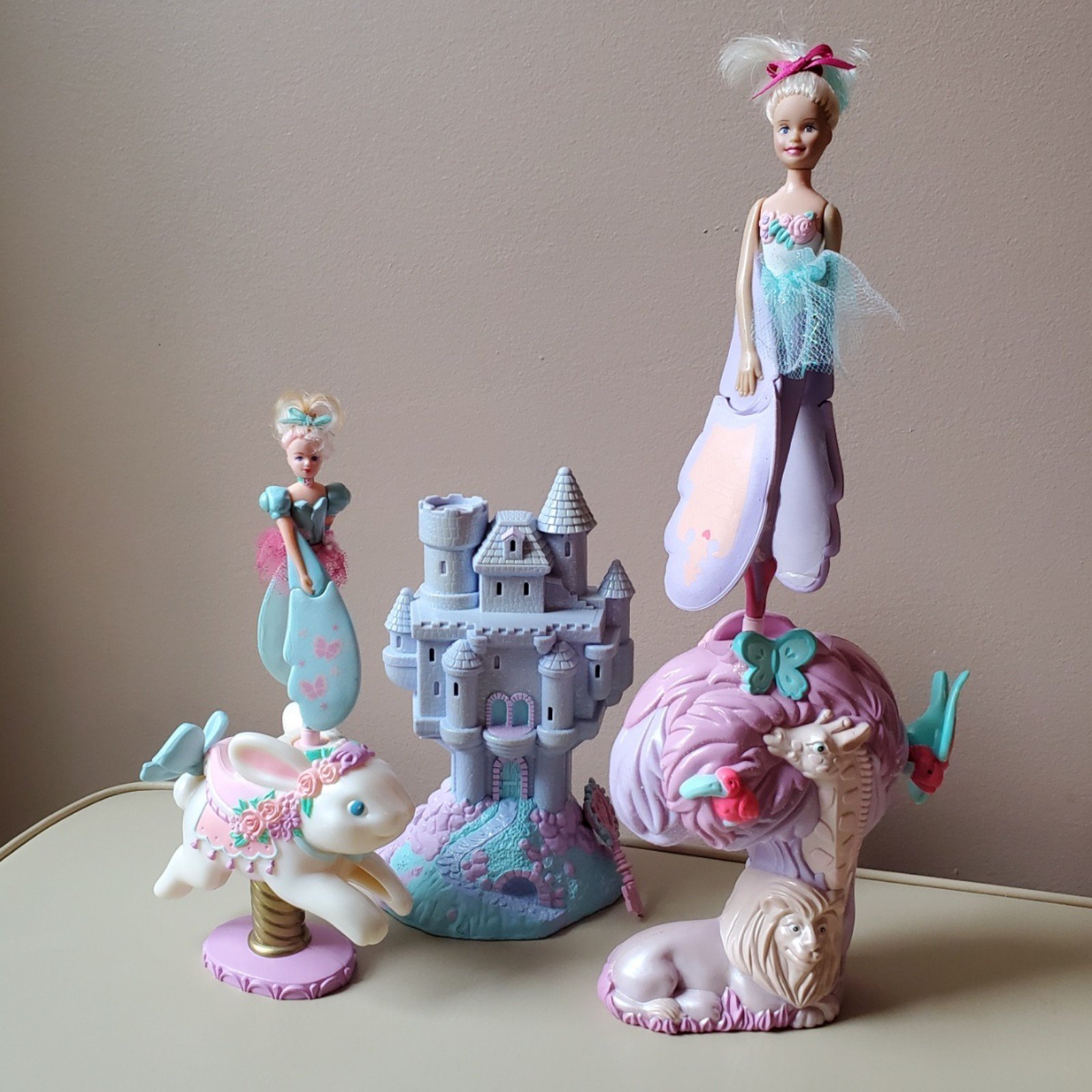 Vintage 90's set if 3 sky dancers with light up castle