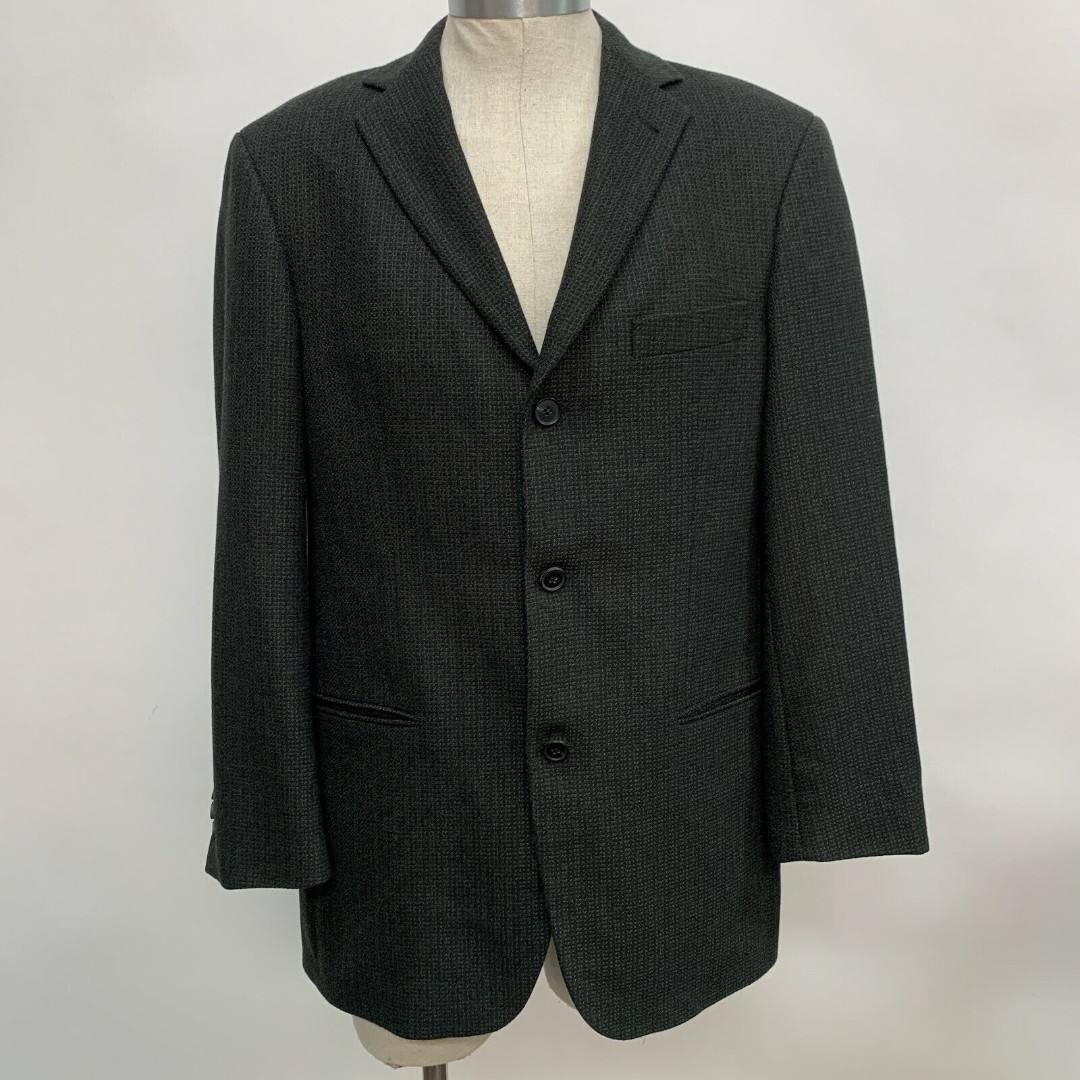 Hugo Boss Cerruti Blazer 40R Black Brown Multicolor Wool Cashmere Blend