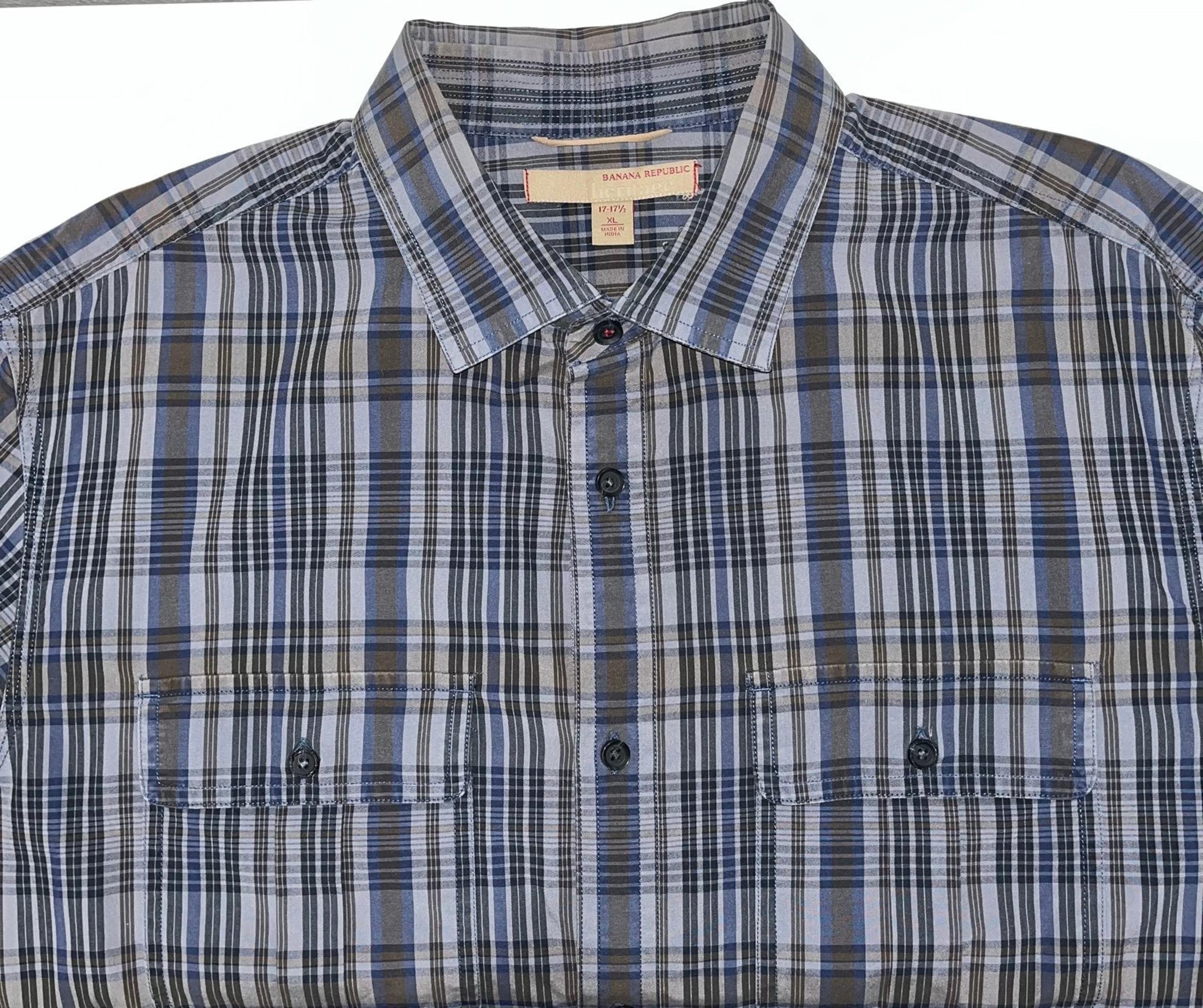 Banana Republic Heritage Button Down Plaid Long Sleeve Shirt Mens Size XL