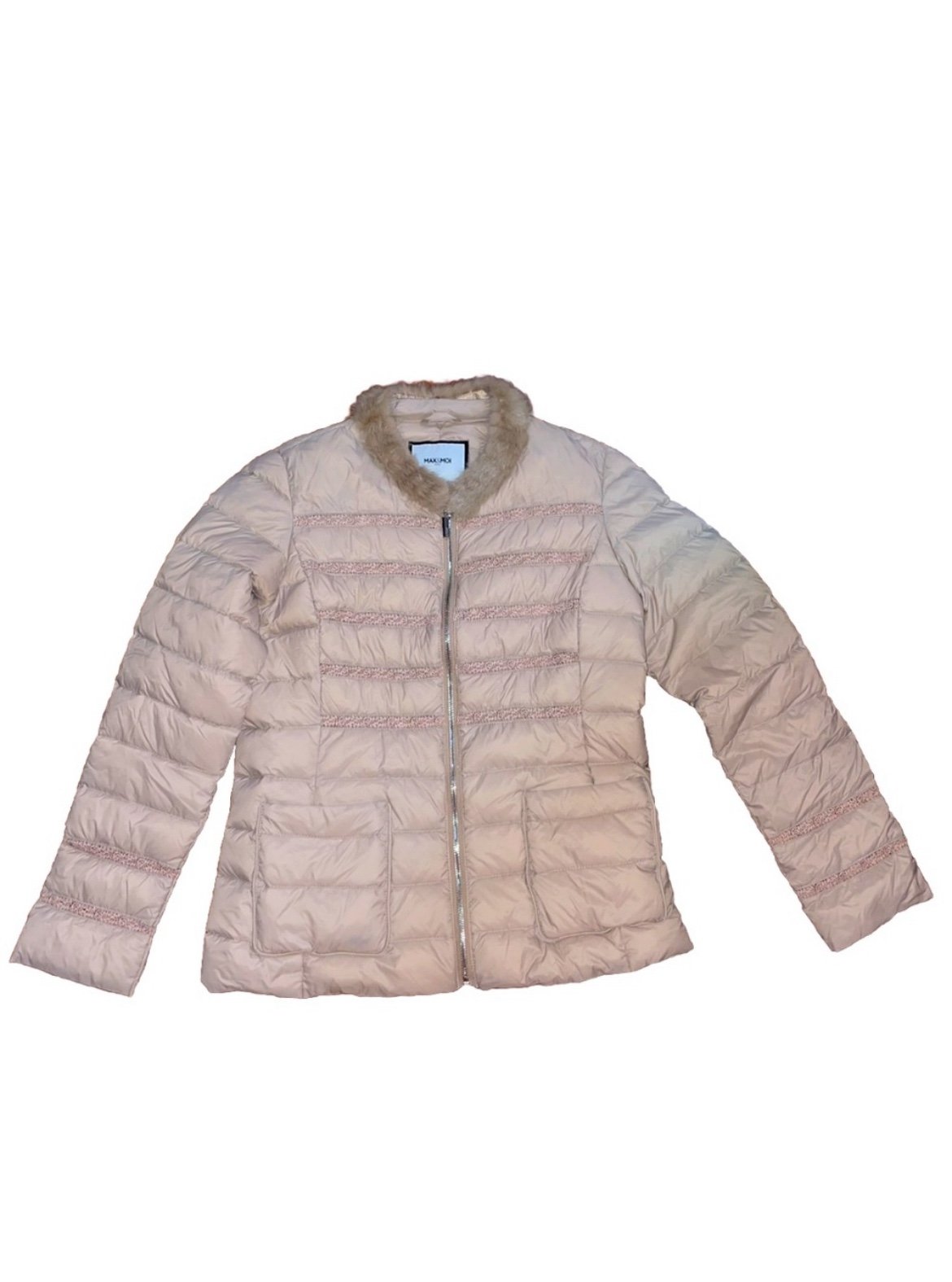 Max & Moi Paris designer down filled puffer jacket mink fur collar size 36