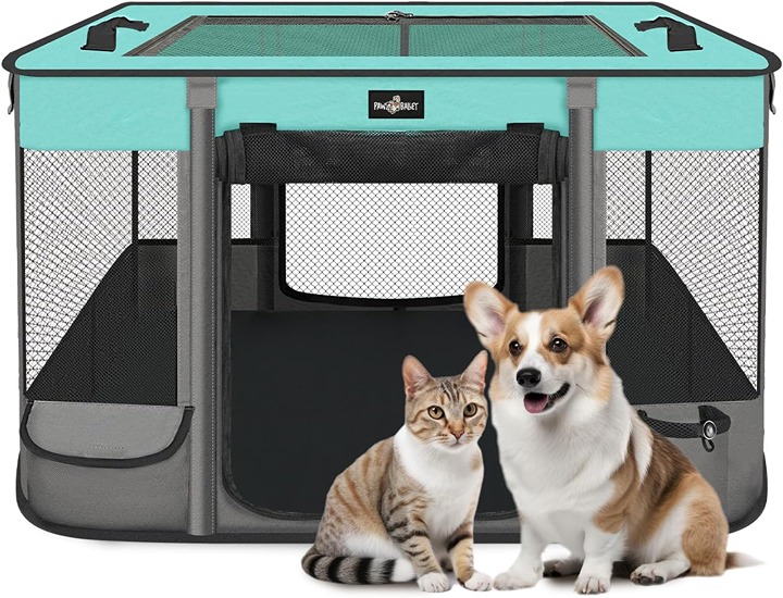 Foldable Pet Kitten Playpen, Waterproof Portable Pet Cat Dog Playpen Kennel Tent
