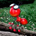Steel Red Ant Figurine with Solar Powered LED Lights for Yard